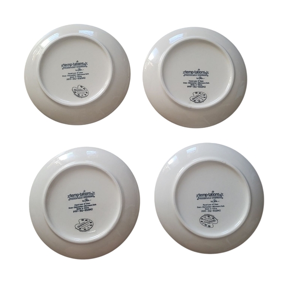 4 Temptations Floral 6" Bread Plate Black Lace Eggplant Ceramic PPP-SQ-832942 - Picture 2 of 4